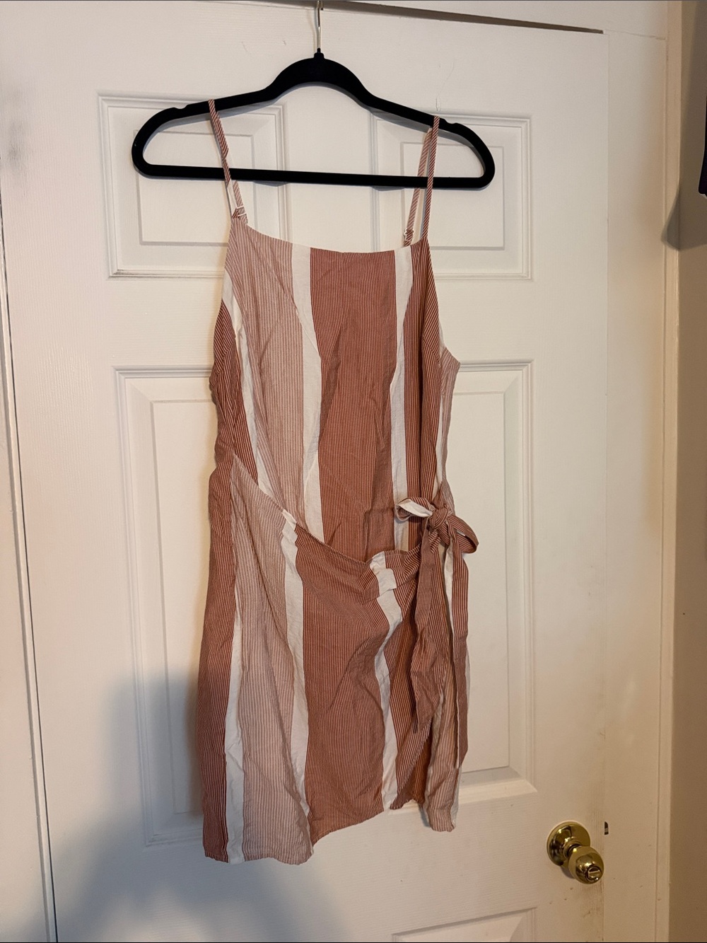 fab'rik Pink and White Striped Wrap Romper